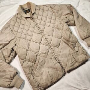 Vintage 50s 60s Eddie Bauer Down Jacket Sunrise Label Tan Quilted Puffer Mens 44
